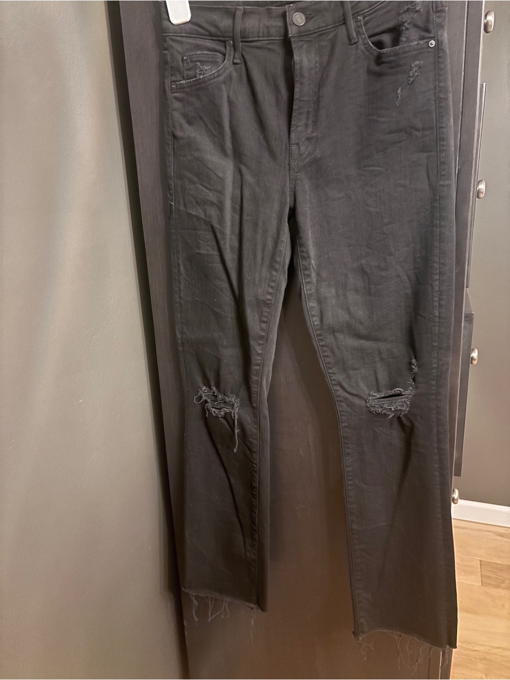 MOTHER Black High-Rise Distressed Jeans